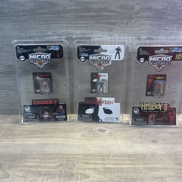 Worlds Smallest Universal Horror Micro Figures Michael Meyers Chucky Hellboy Lot - Picture 1 of 9